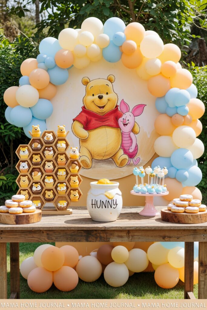 Winnie The Pooh Dessert Table Setup (Classic Pooh Theme)