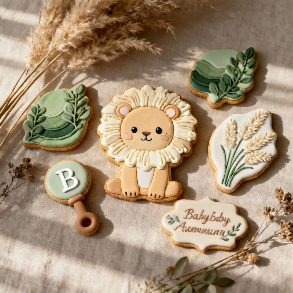 Baby Lion and Pampas Grass Set