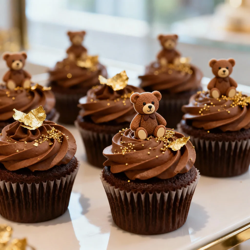 Bear-Topped Cupcakes (Gold)