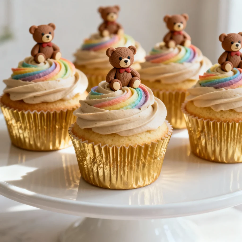 Bear-Topped Cupcakes (Rainbow)