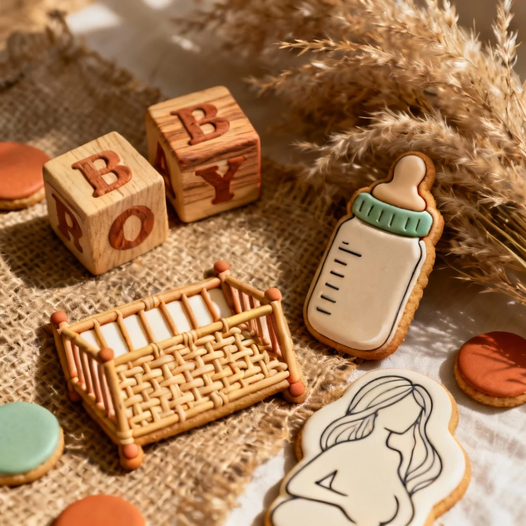 Boho Baby Blocks and Rattan Crib Set