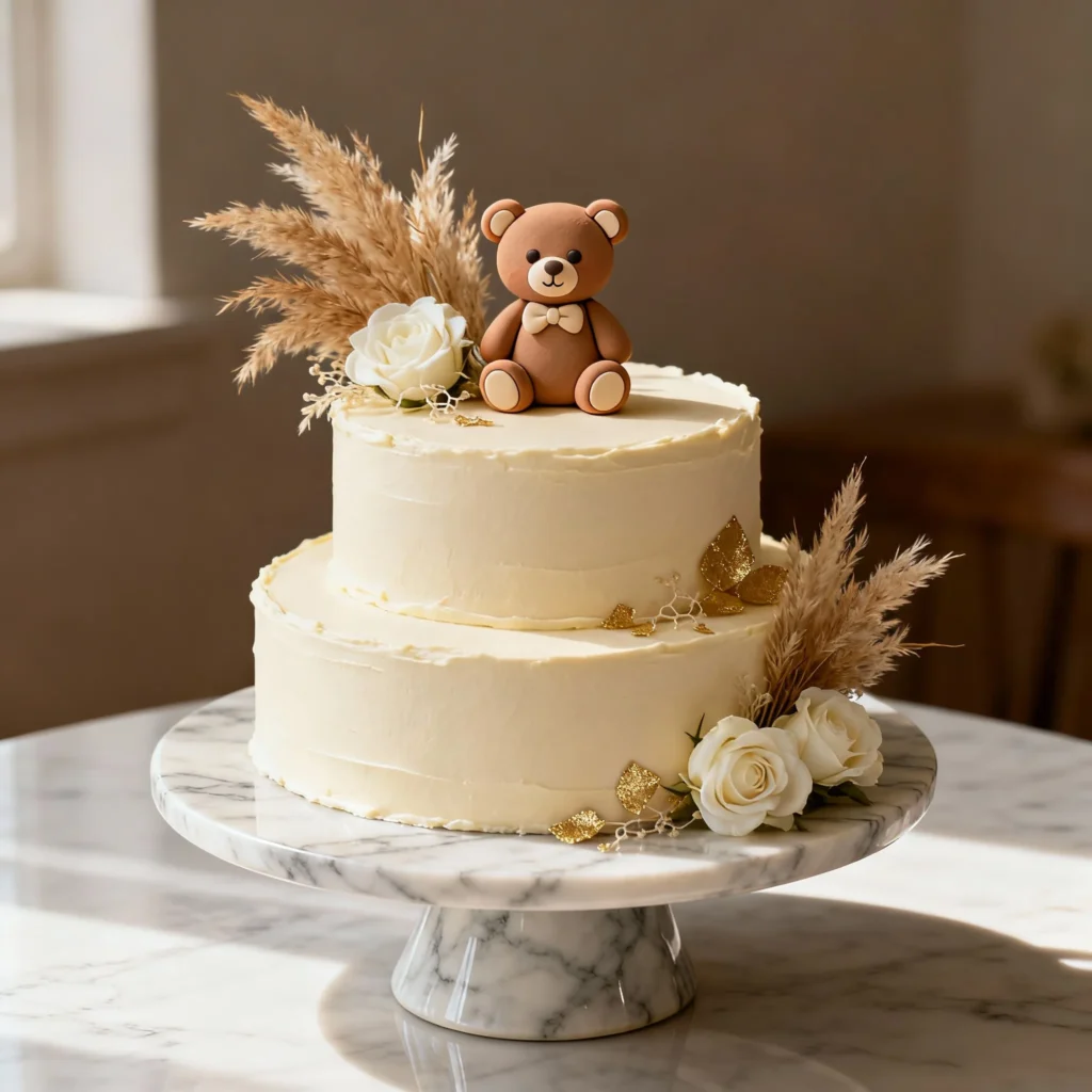 Boho-Inspired Teddy Bear Cake
