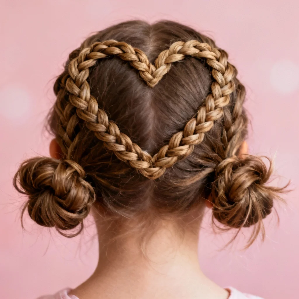  Braided Heart into Messy Buns