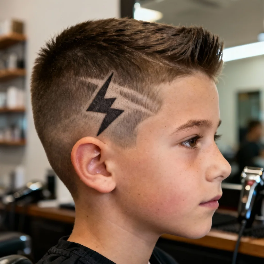 High Fade with Shaved Design