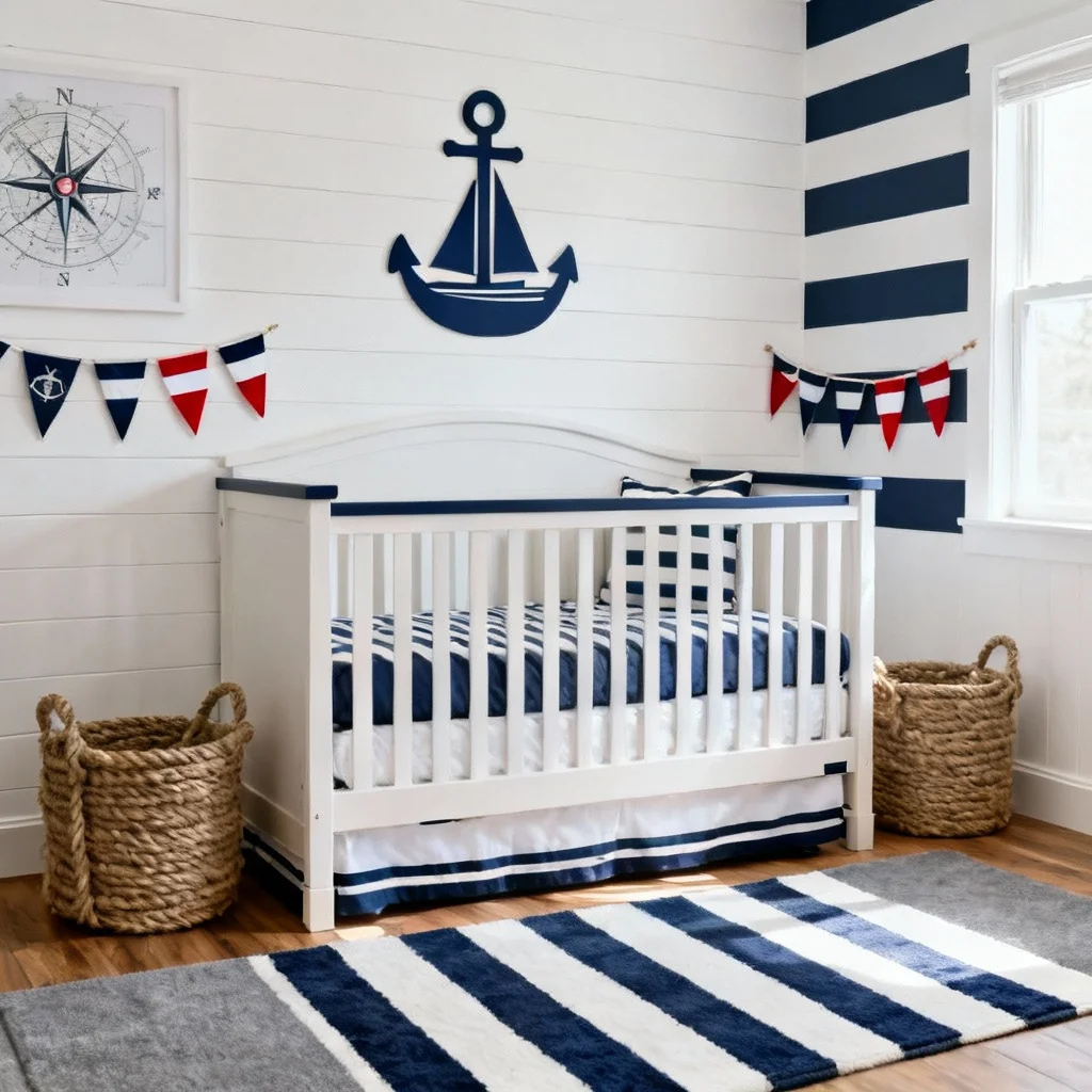 Nautical Modern Sailor's Tale Nursery room idea for boys