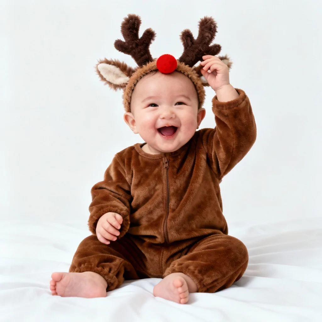 Santa's Reindeer Christmas Photo idea for baby