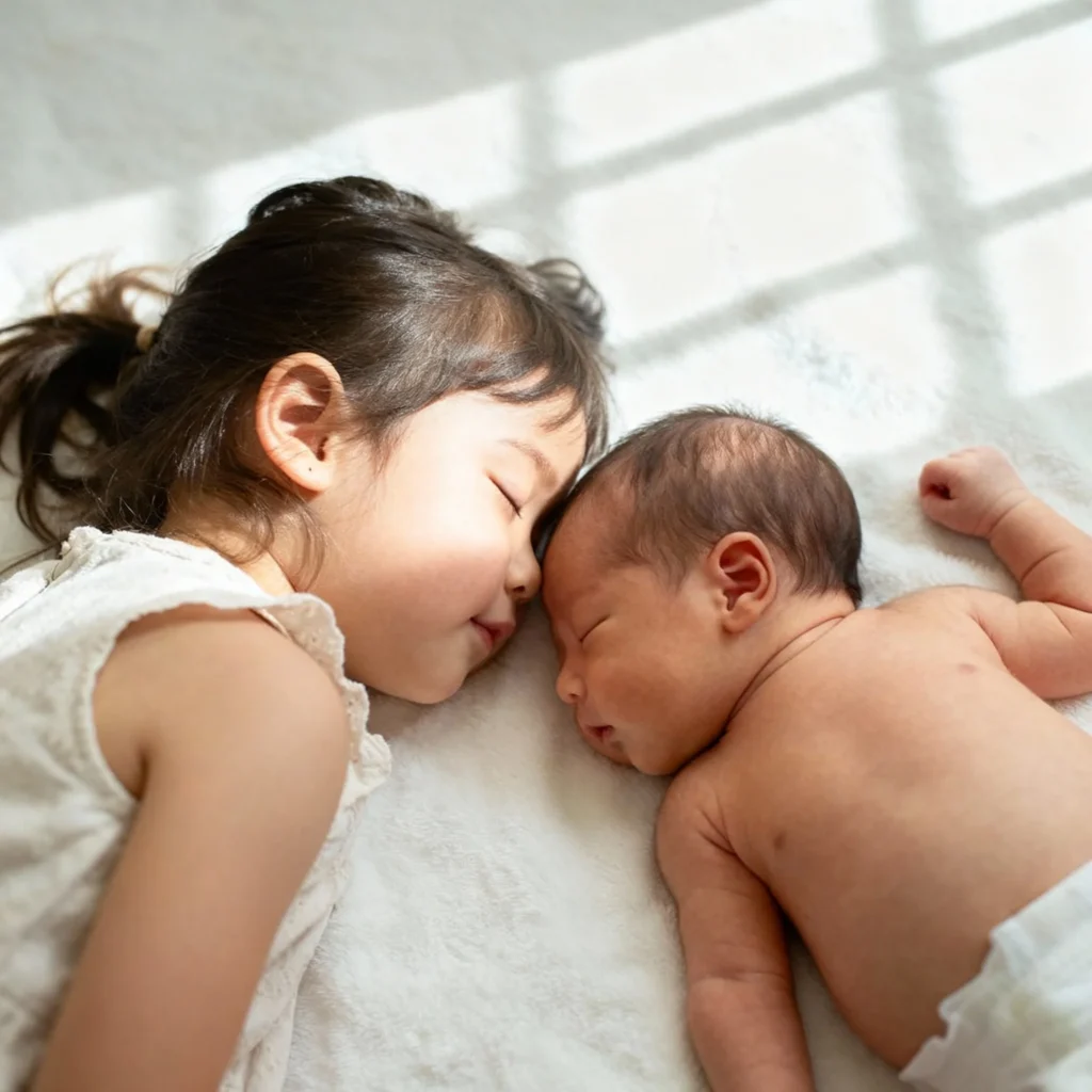 Sibling Newborn Photo Ideas - Face-to-Face Connection