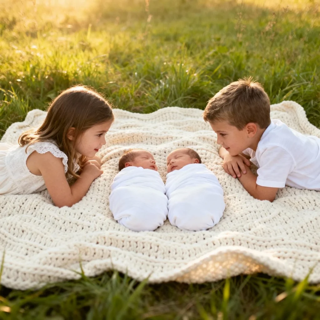 Sibling Newborn Photo Ideas - Lounging Naturally Together
