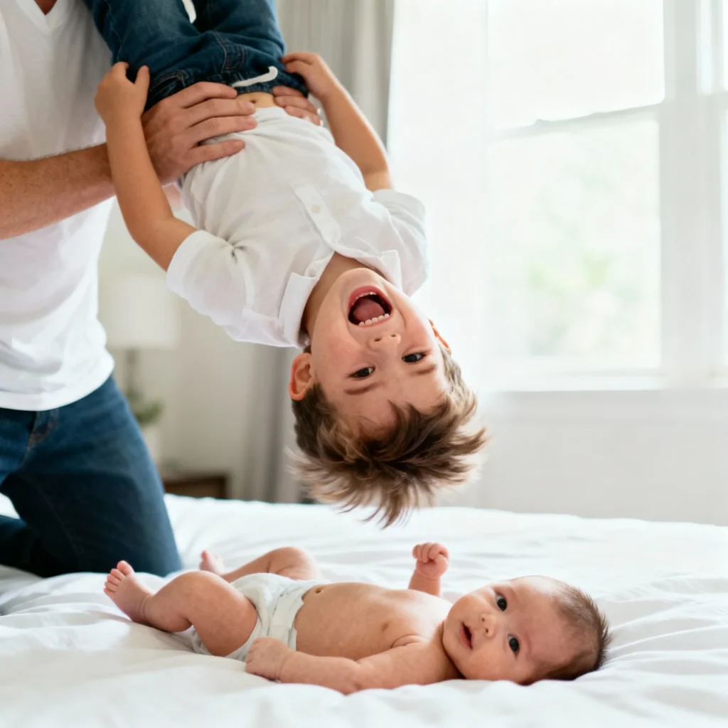 Sibling Newborn Photo Ideas - Playful and Silly Moments