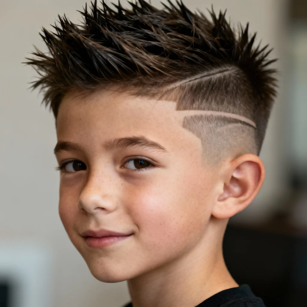 Spiky Top with Skin Fade and Line