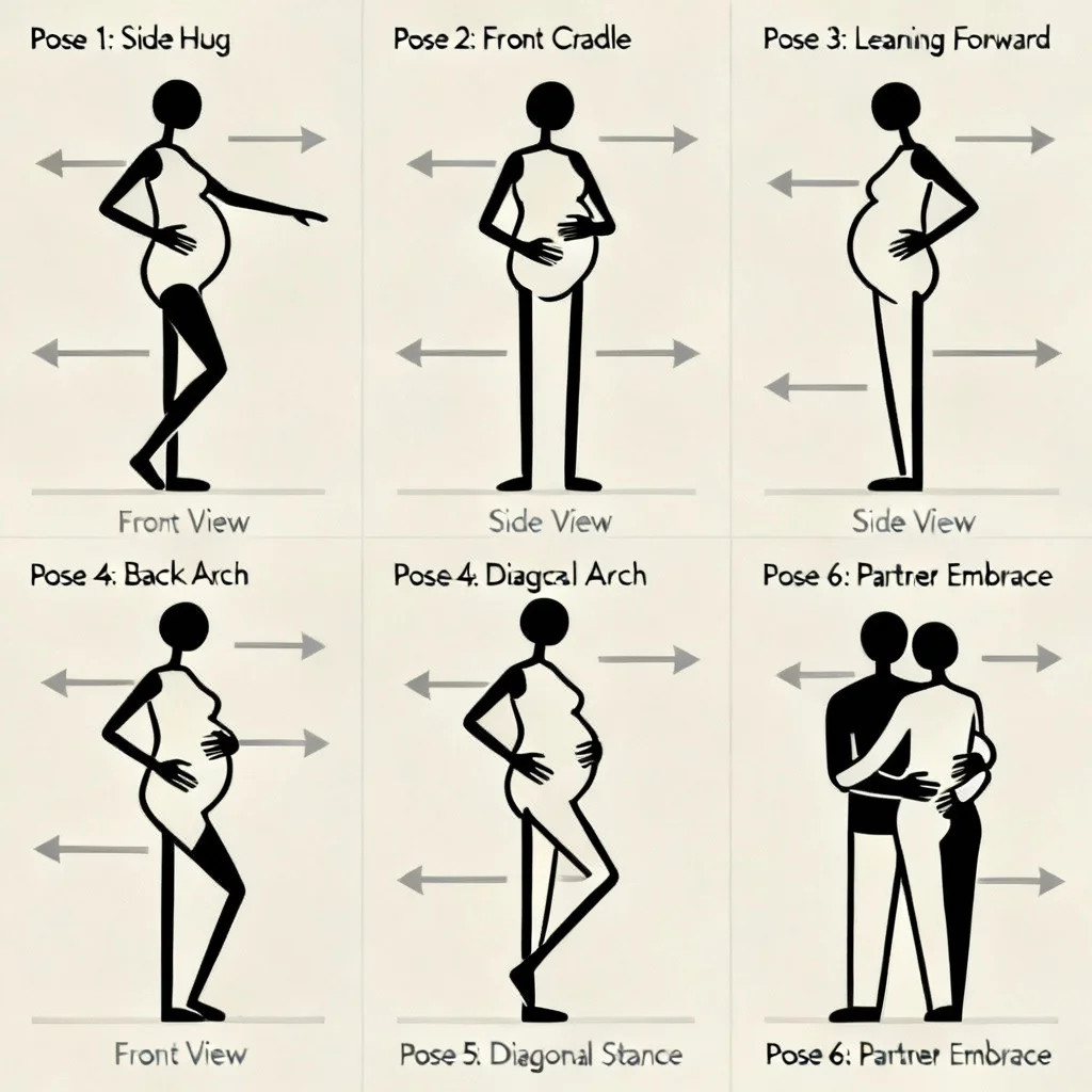 Visual posing guide for flattering maternity photography positions