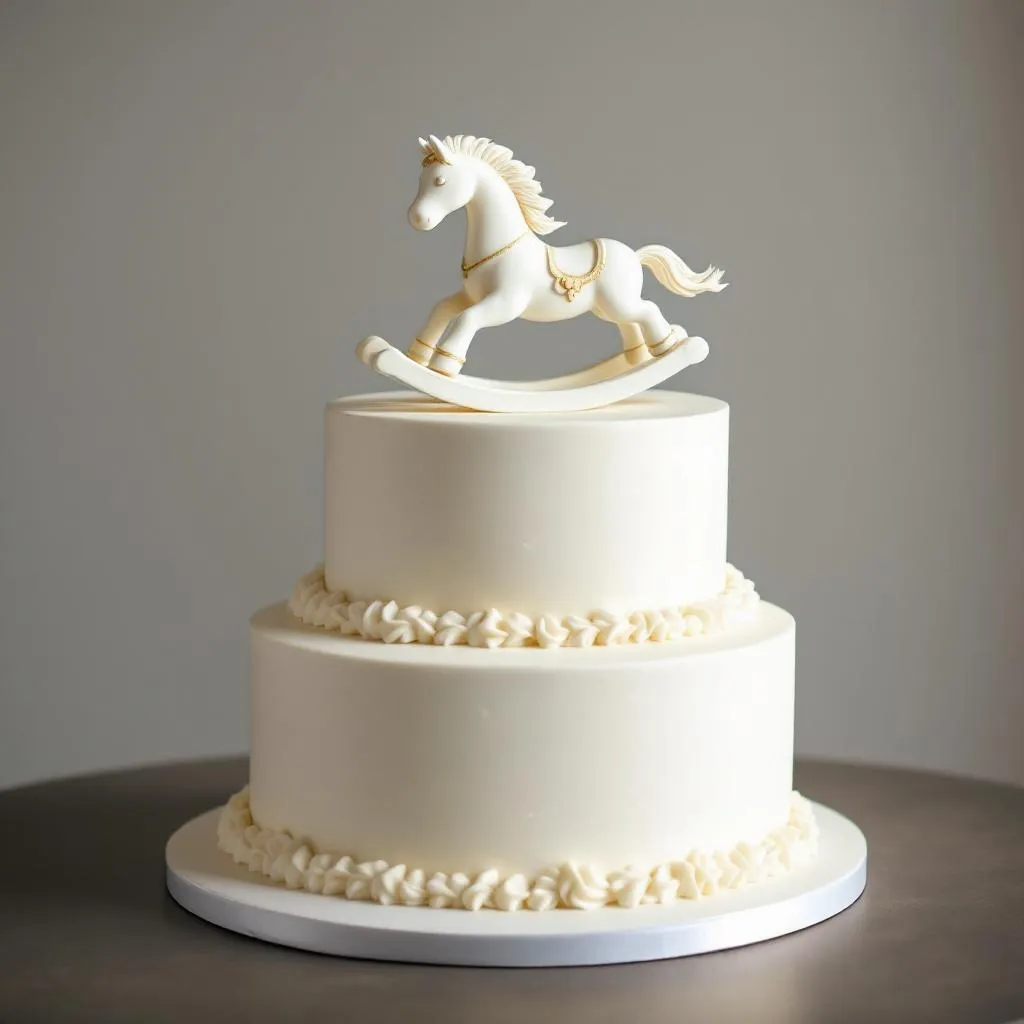 White Rocking Horse Timeless Classic baby shower cake