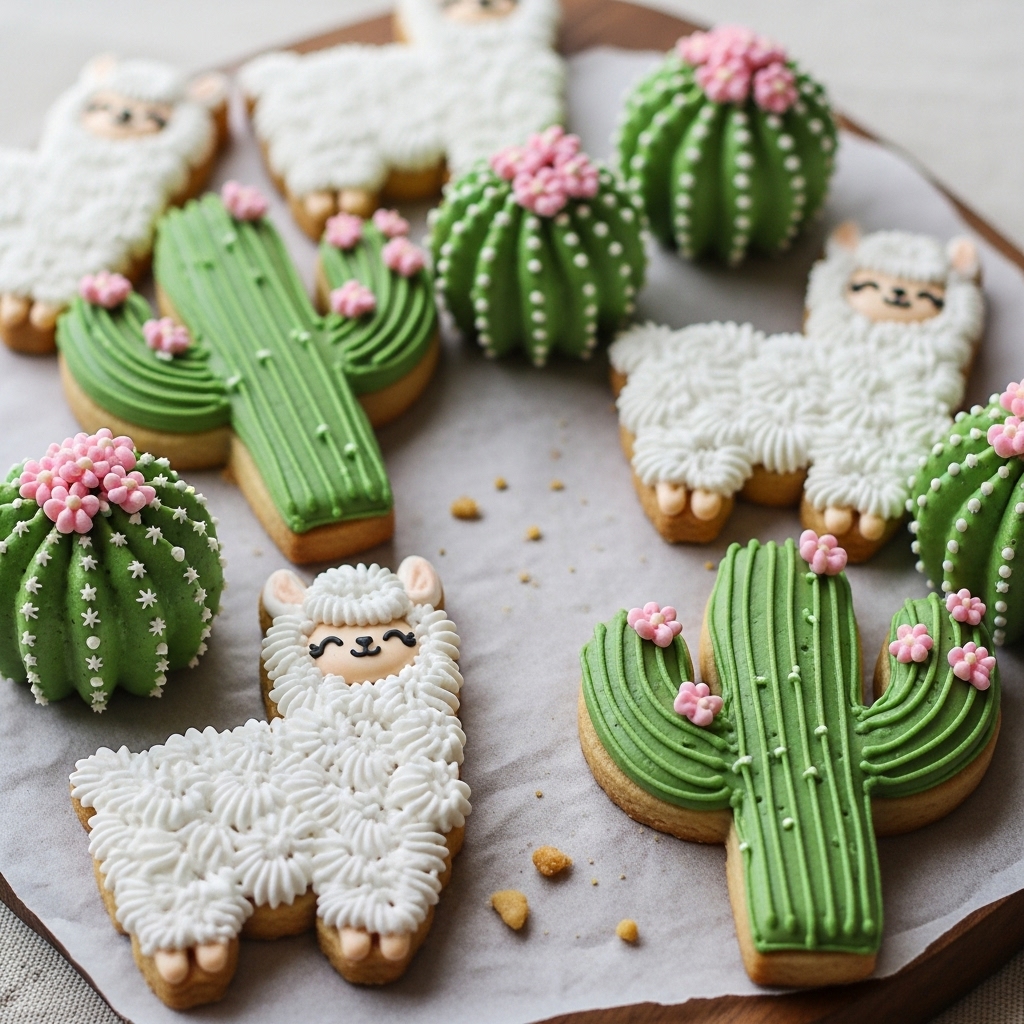 Llama Love Rosette Cactus Cookies