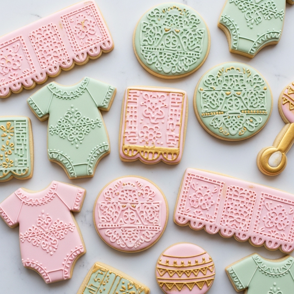Pink and Gold Papel Picado Cookie Set
