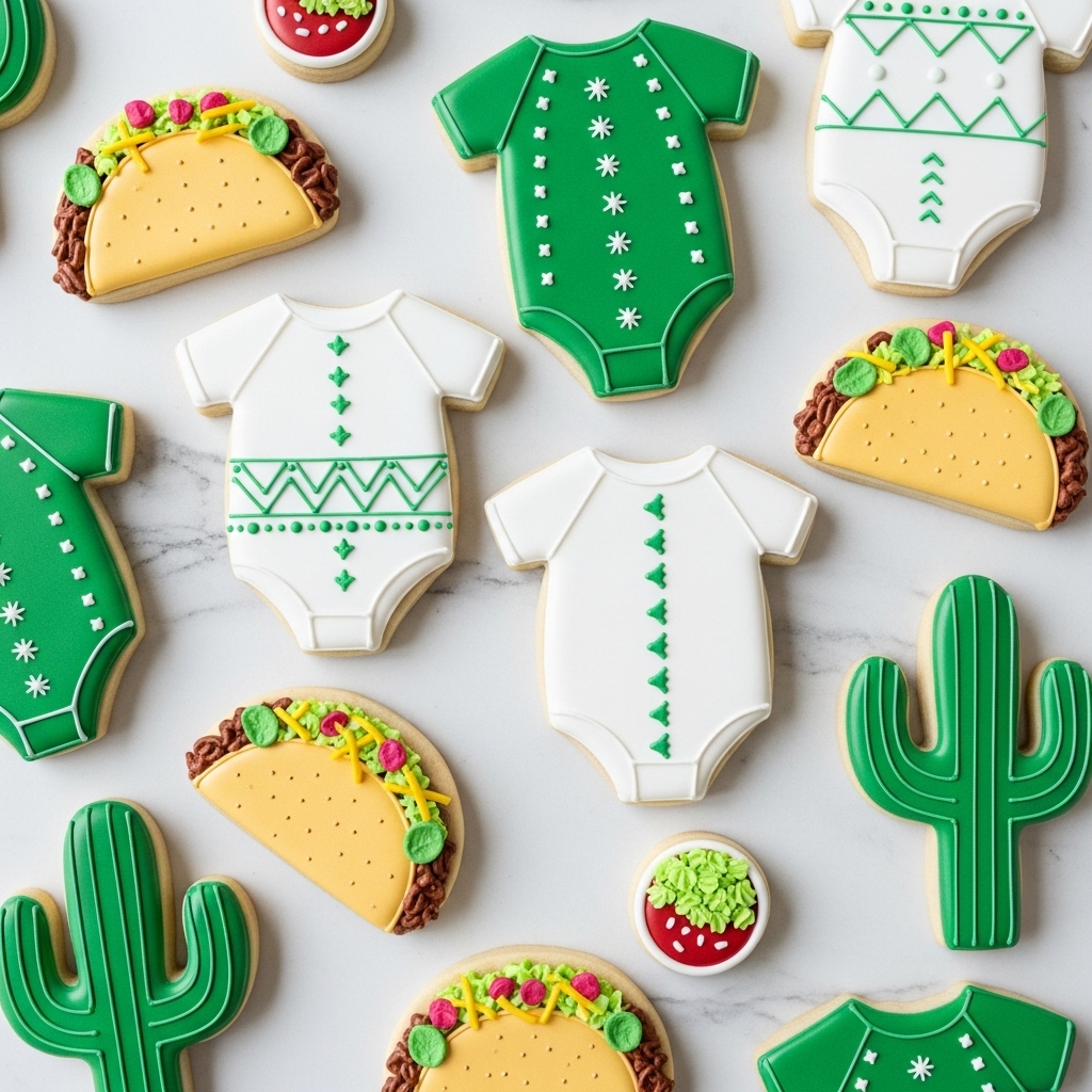 Taco 'Bout a Baby Green and White Cookie Set