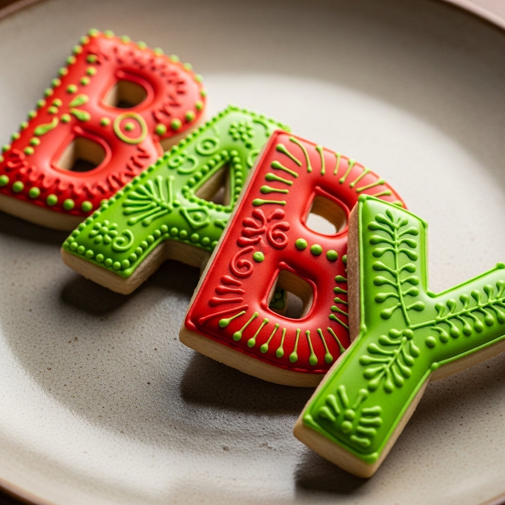 Vibrant Red, Orange, and Green Personalized Name Cookies