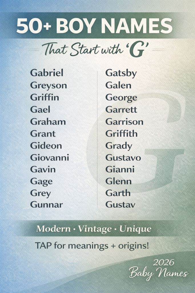 Boy Names That Start with G