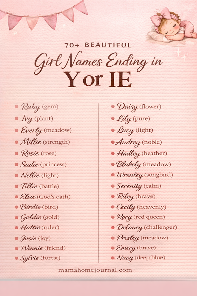 Girl Names That End in Y or ie