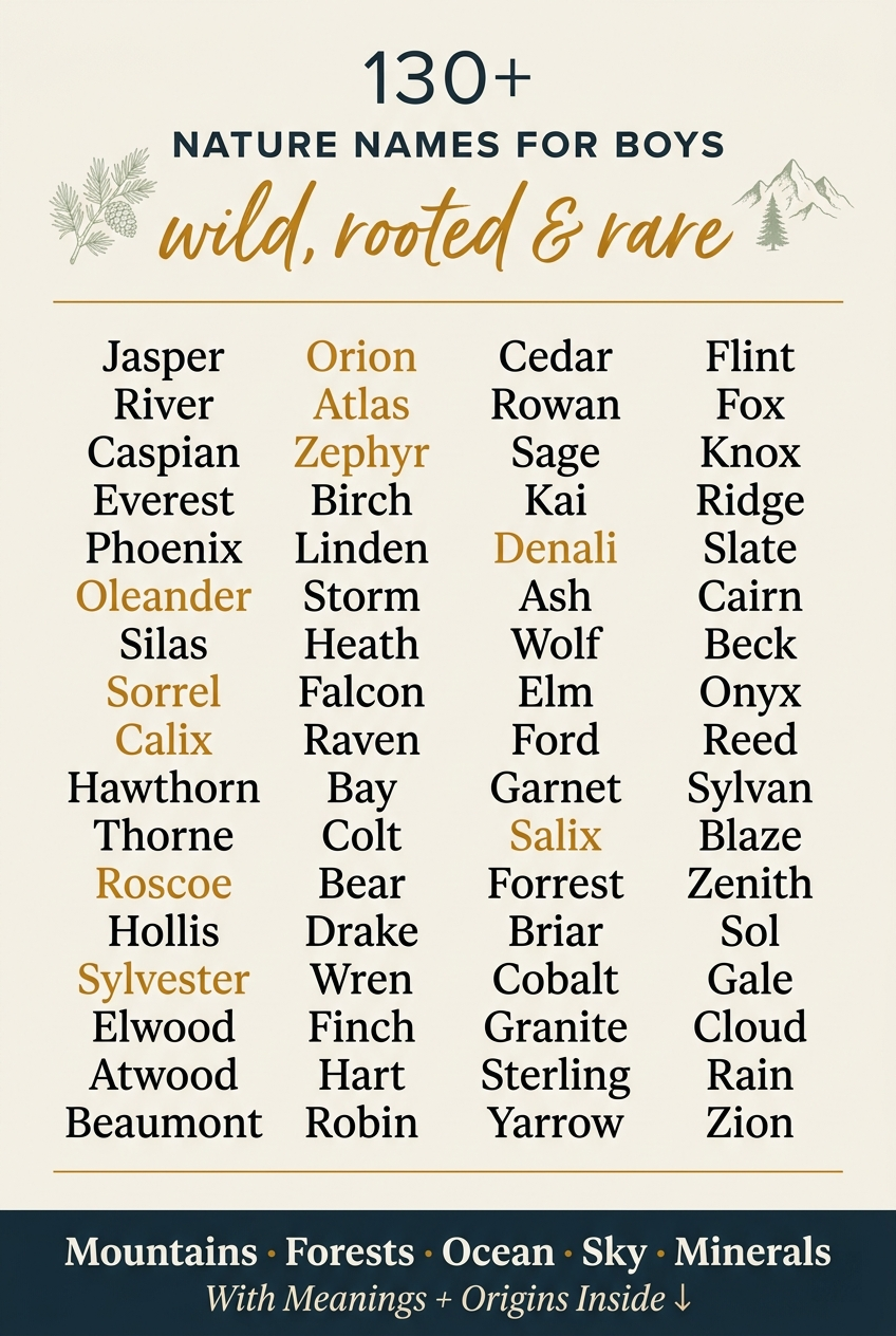130+ Best Nature Names for Boys We Are Absolutely Swooning Over (2026)