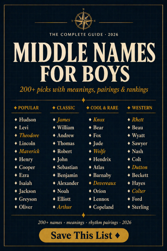 200+ Best Middle Names for Boys (2026)