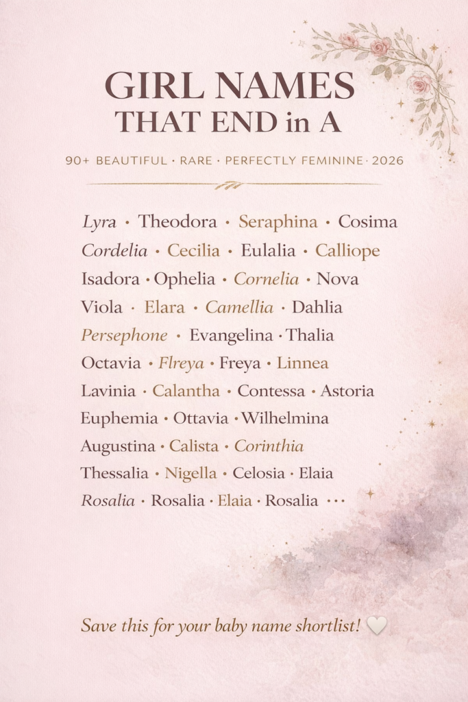 Girl Names That End in A