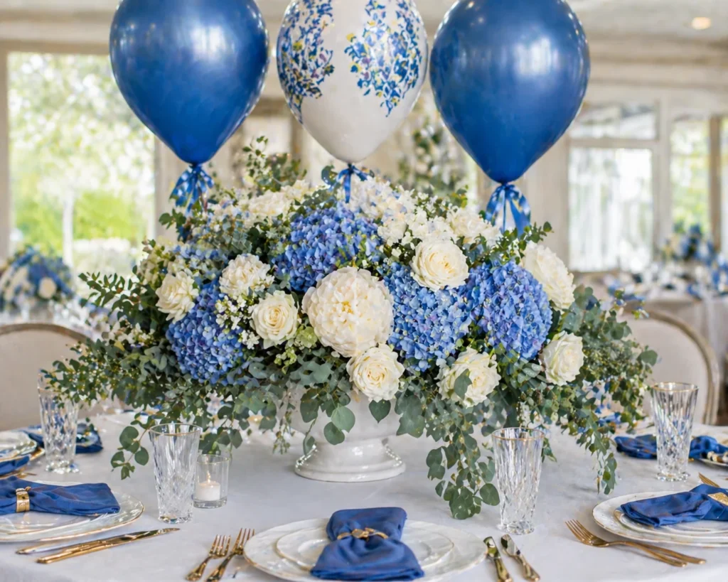 Blue, White & Green Floral Arrangements