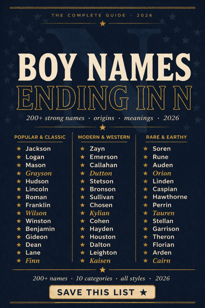 Boy Names That End in N