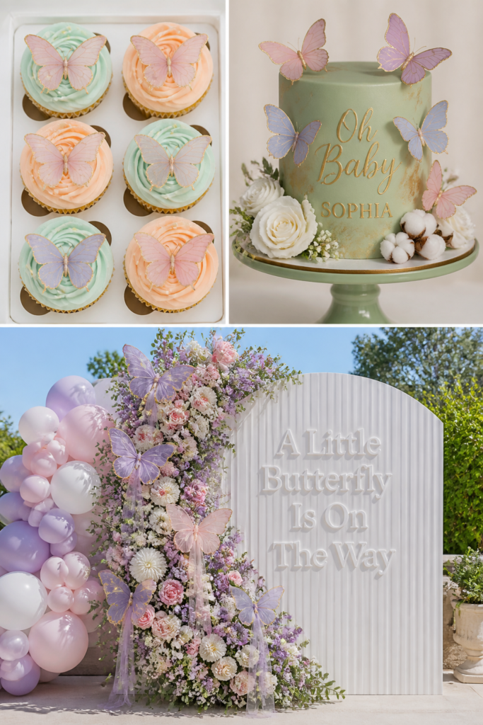 A Little Butterfly is On the Way baby shower theme