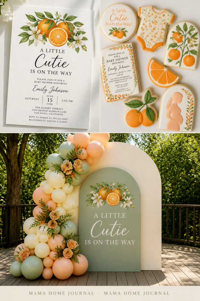 A Little Cutie is On the Way baby shower theme