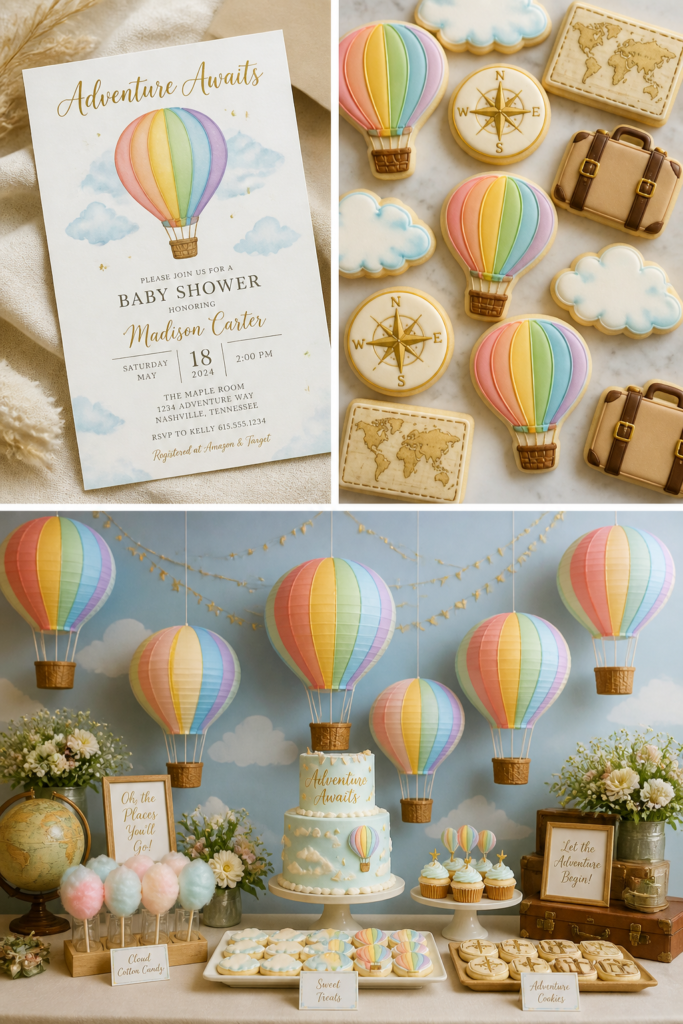 Adventure Awaits (Hot Air Balloons) baby shower theme