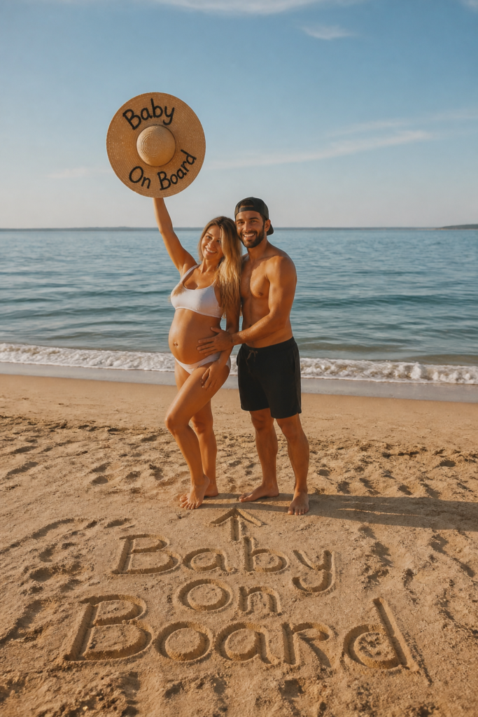 Baby On Board Beach Pregnancy Announcement