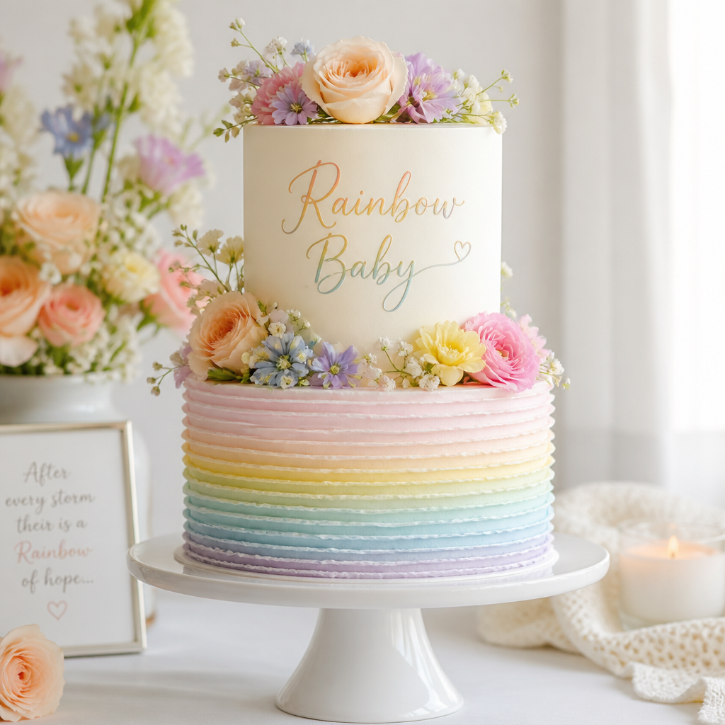 Baby Shower Cake Sayings for a Rainbow Baby