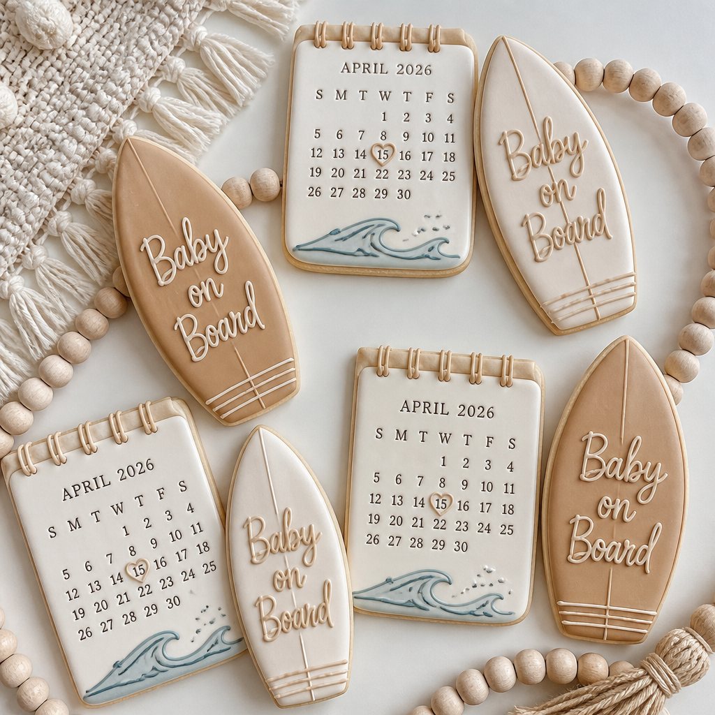 Baby on Board Beach Reveal Cookies
