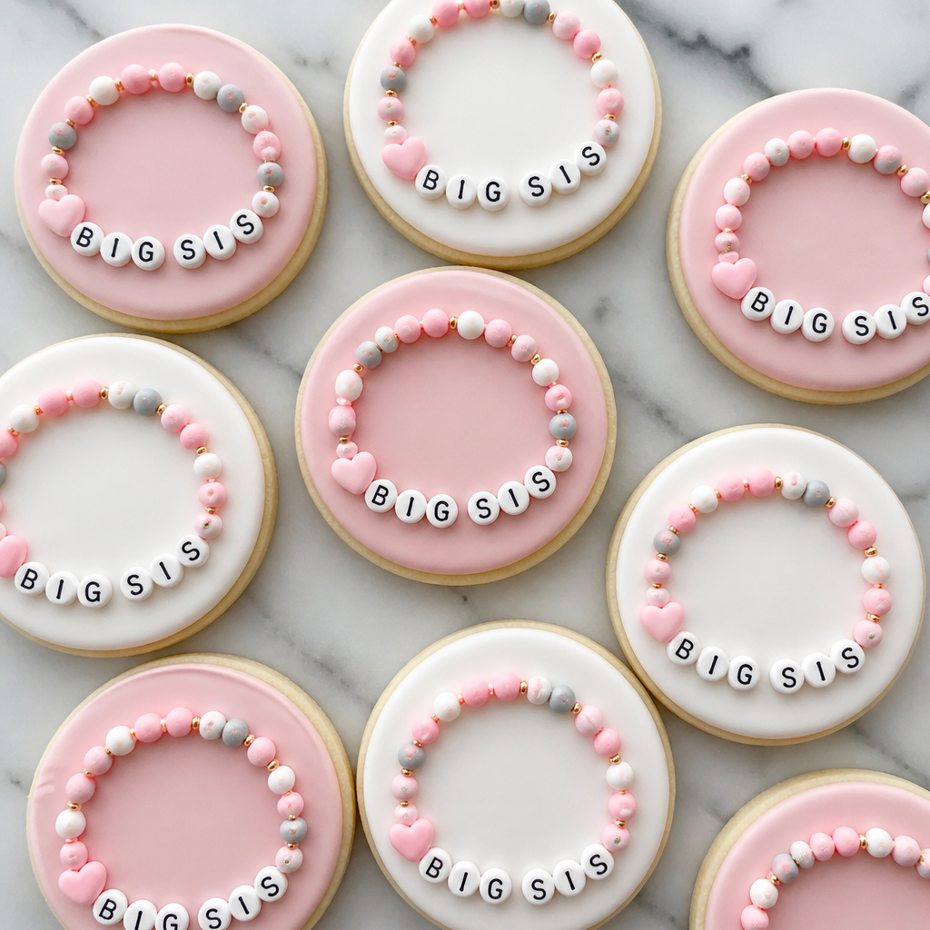 Big Sis Name Bracelet Pregnancy Announcement Cookies