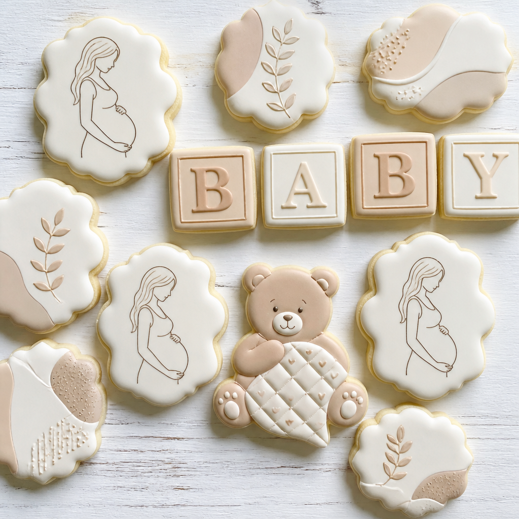 Boho Baby Block Pregnancy Announcement Cookies