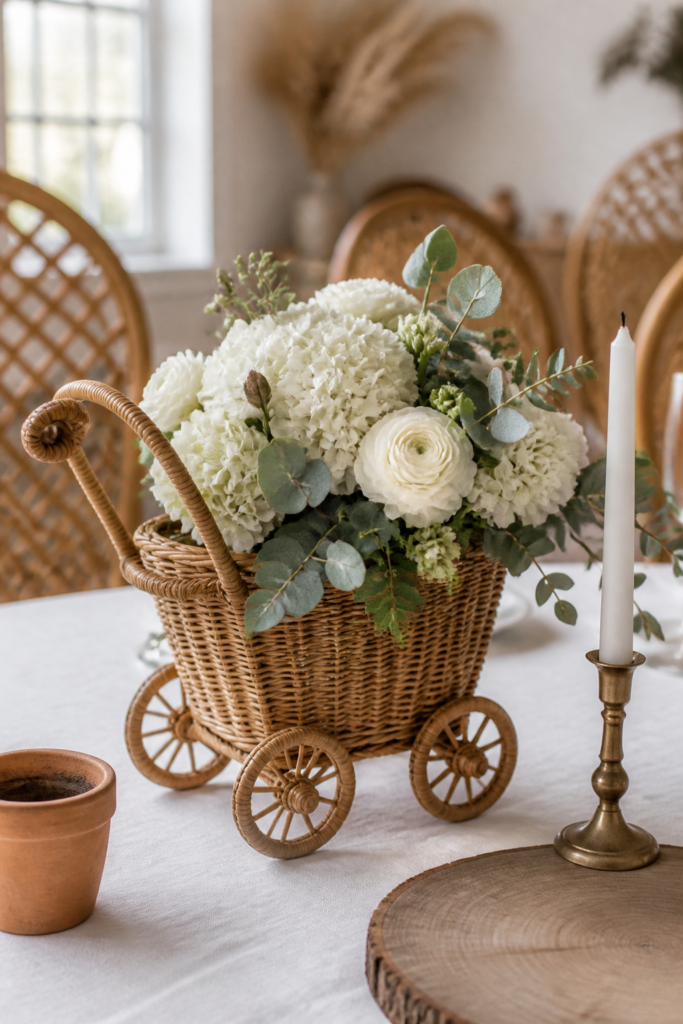 Boho Rattan Baby Pram
