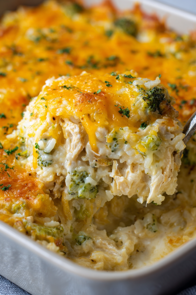 Cheesy Broccoli Chicken and Rice Casserole