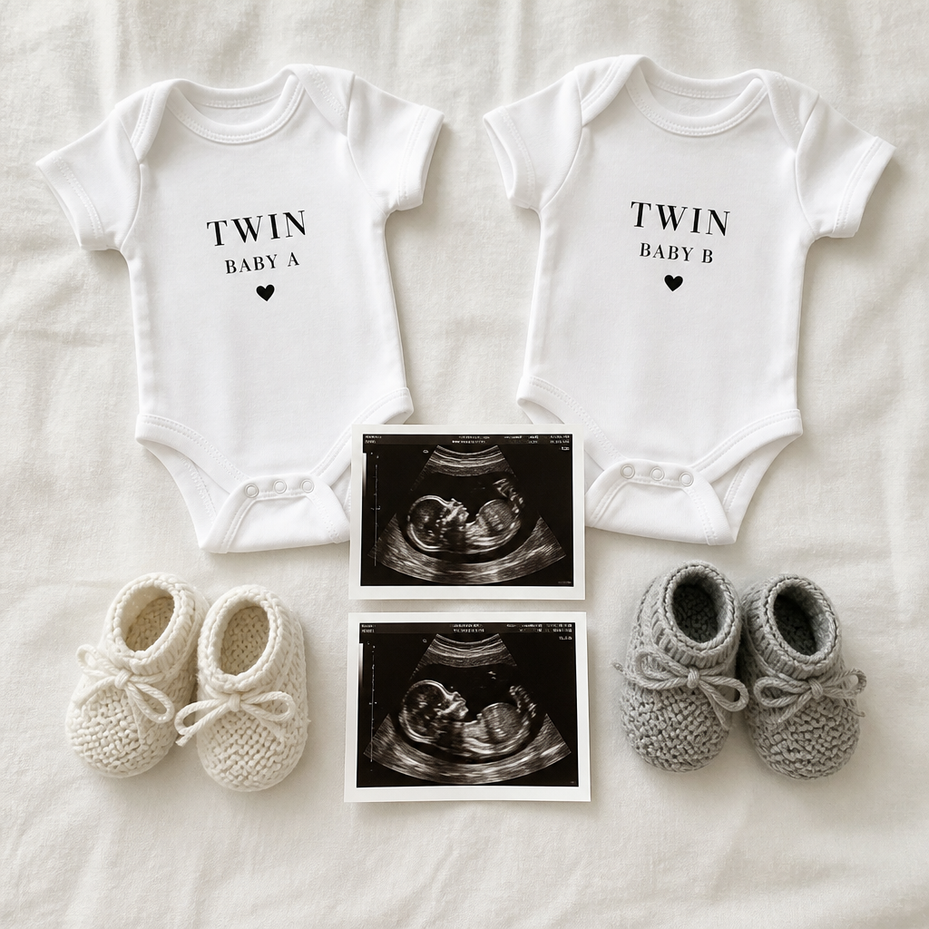 Classic Onesie and Ultrasound Flat Lay