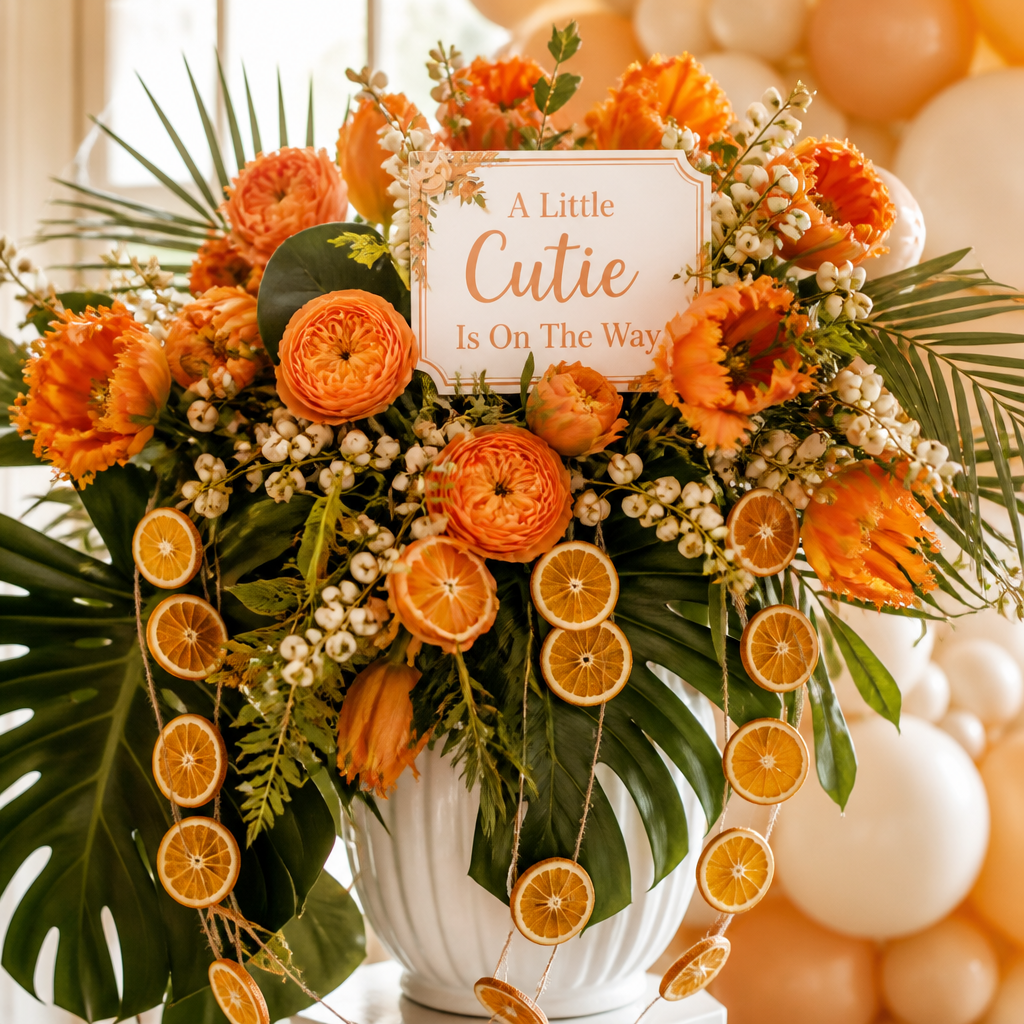 Dehydrated Orange and Flower Arrangement