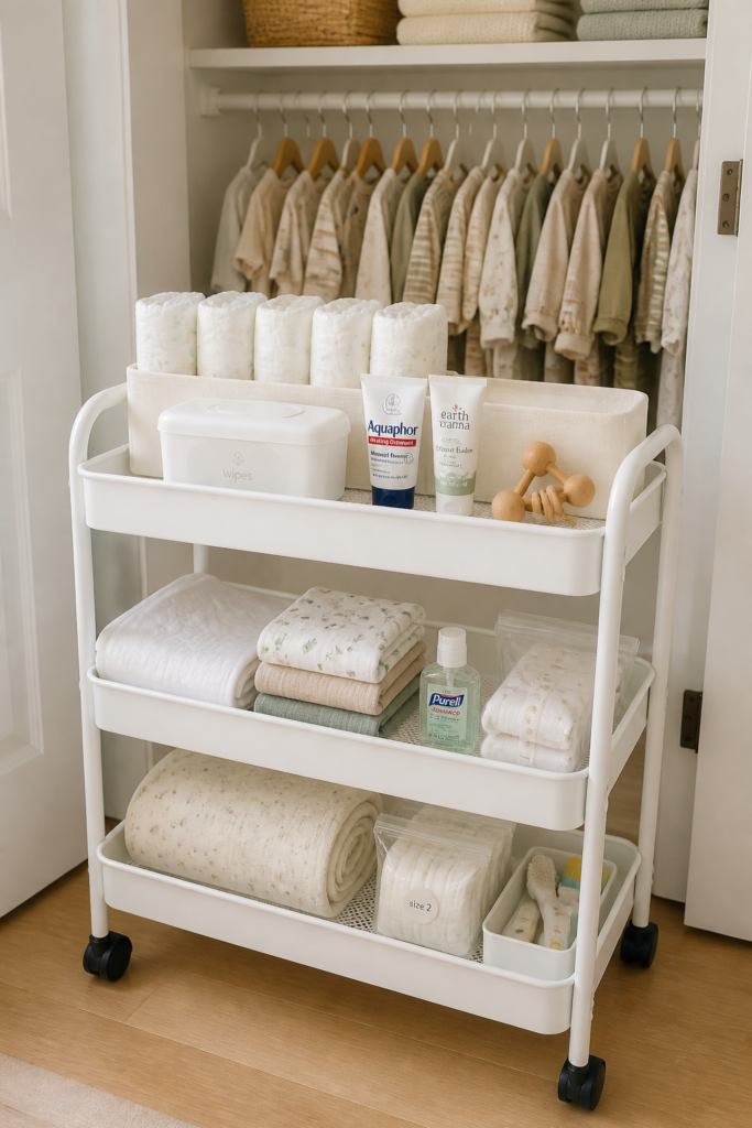 Diaper Caddy or Cart Within Closet