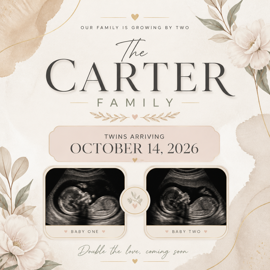 Digital Social Media Announcement Card