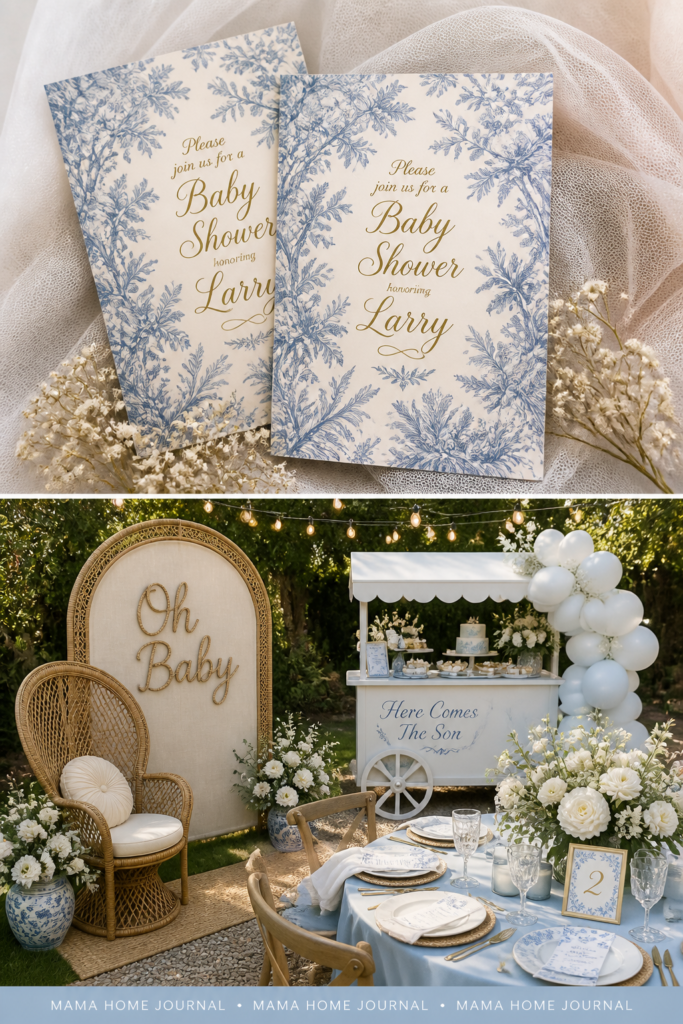Elegant Toile De Jouy Baby Shower Theme