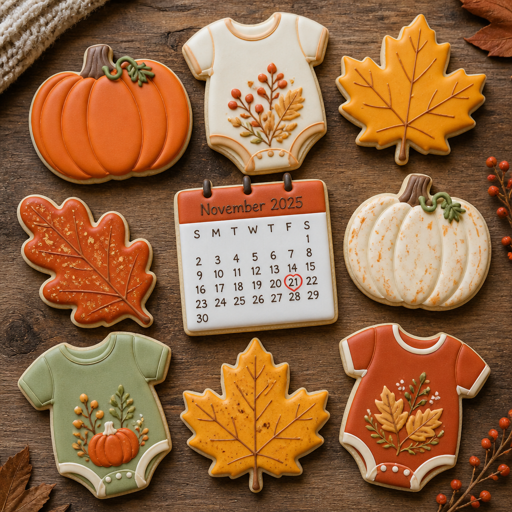 Festive Fall Baby Announcement Cookies