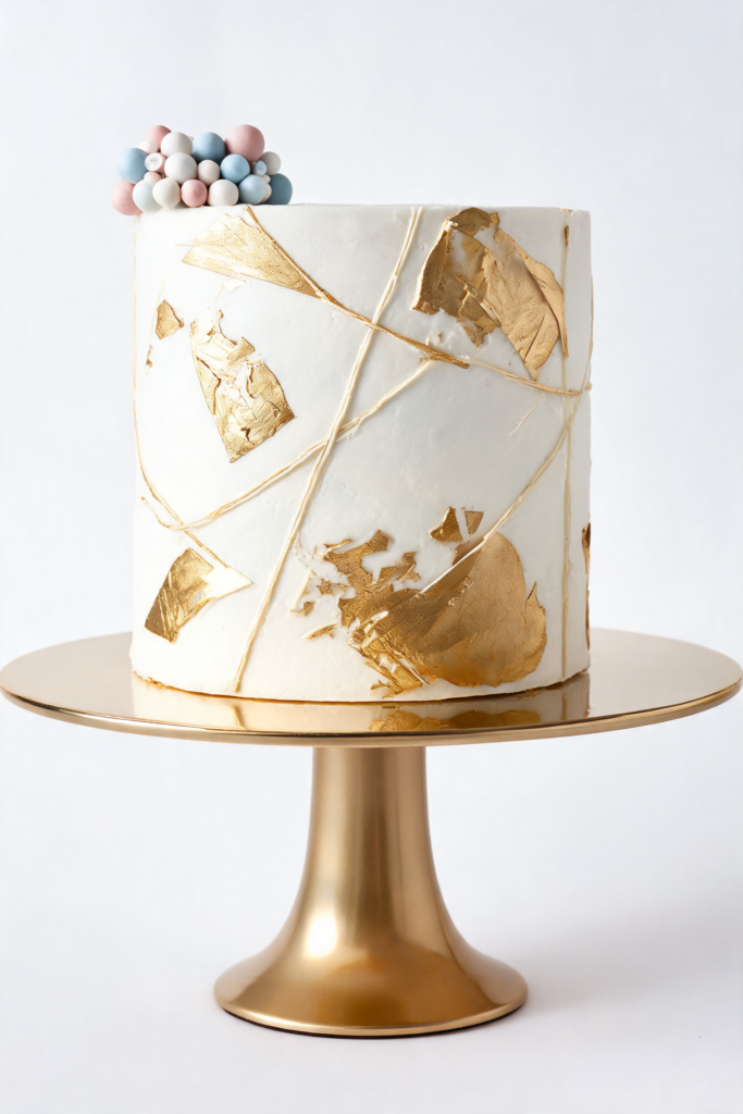 Geometric Gold Shapes Cake