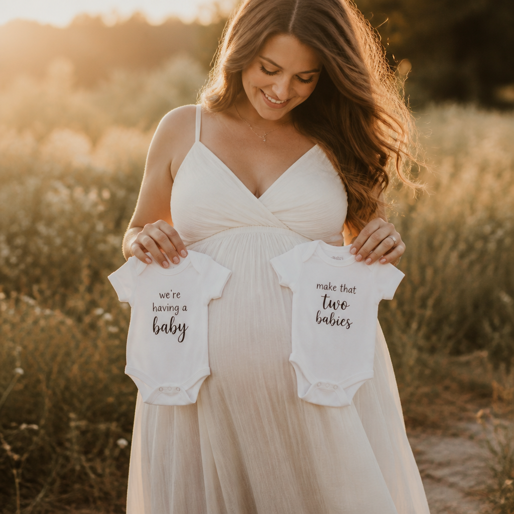 Matching Twin Onesies Reveal