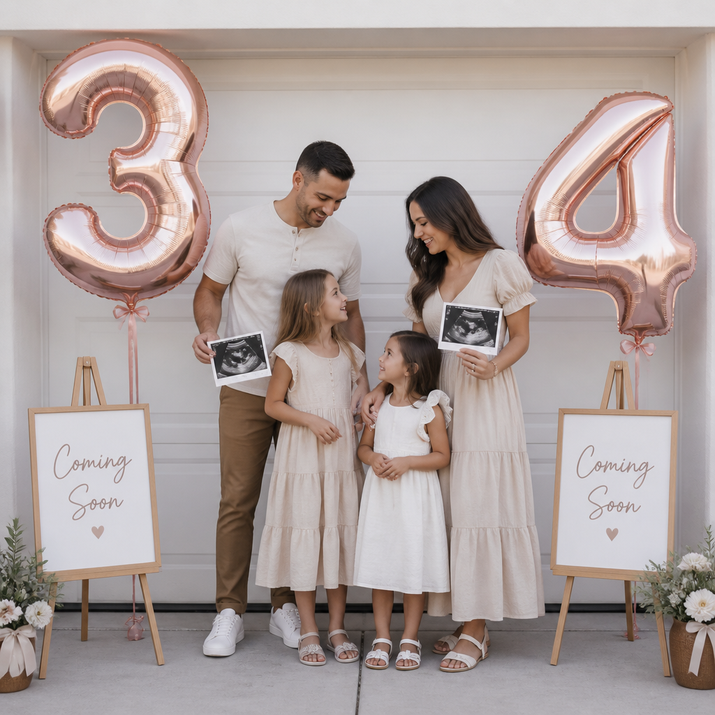 Numbered Balloon Baby Announcement