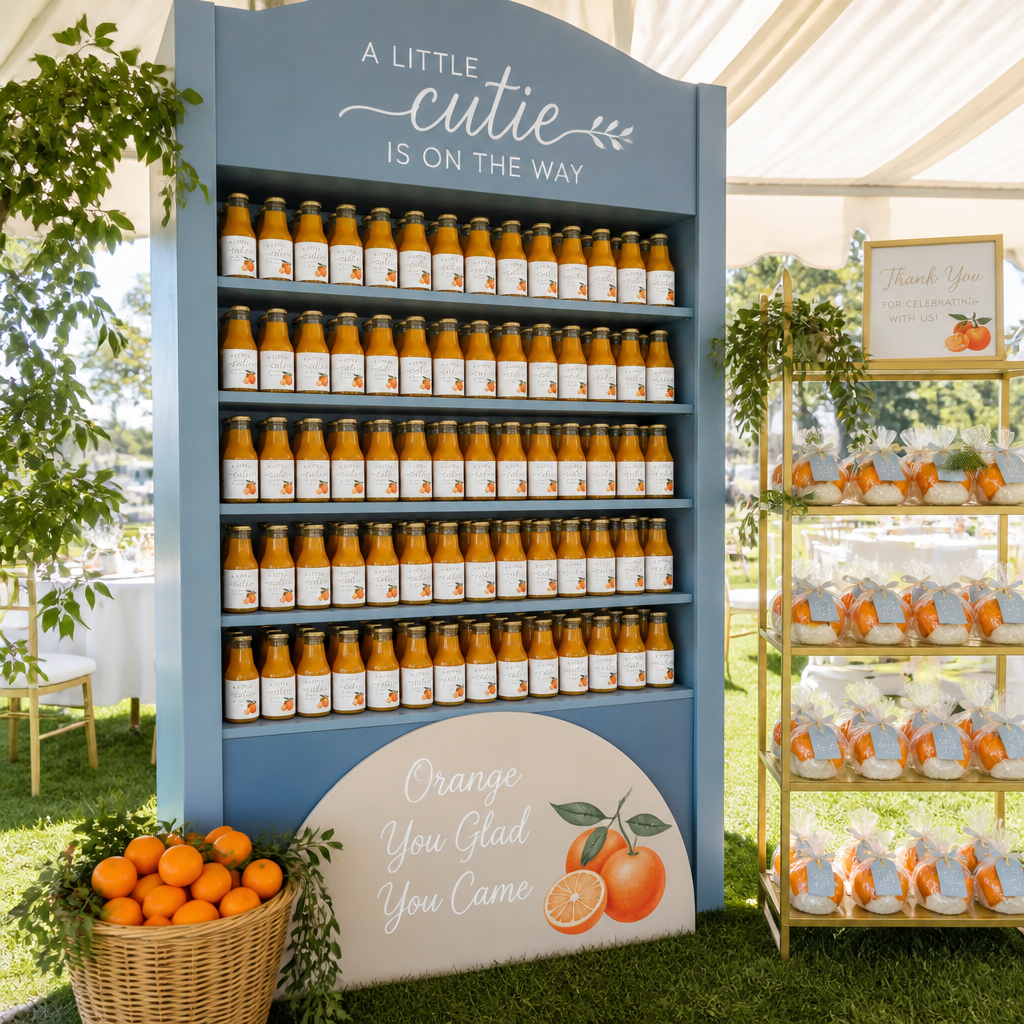 Orange Juice Favor Wall