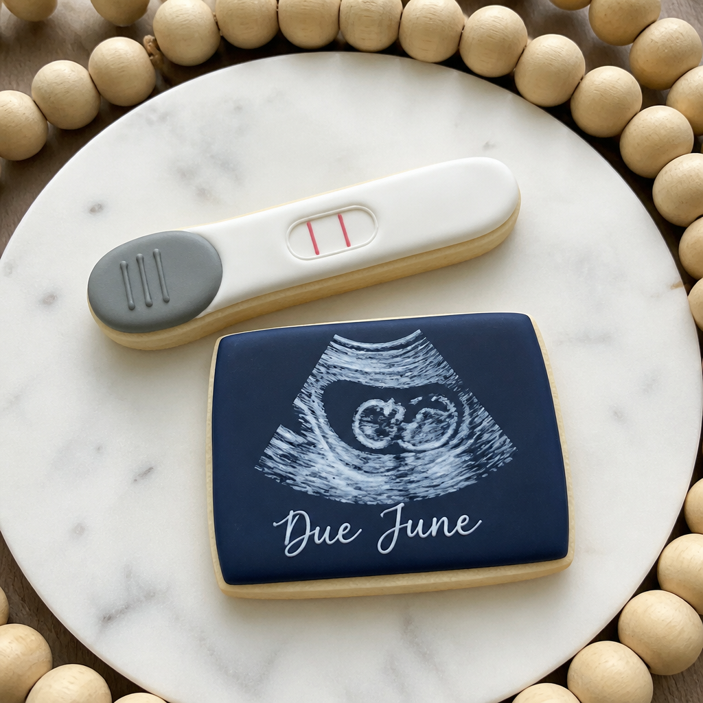 Positive Pregnancy Test and Ultrasound Cookie Set