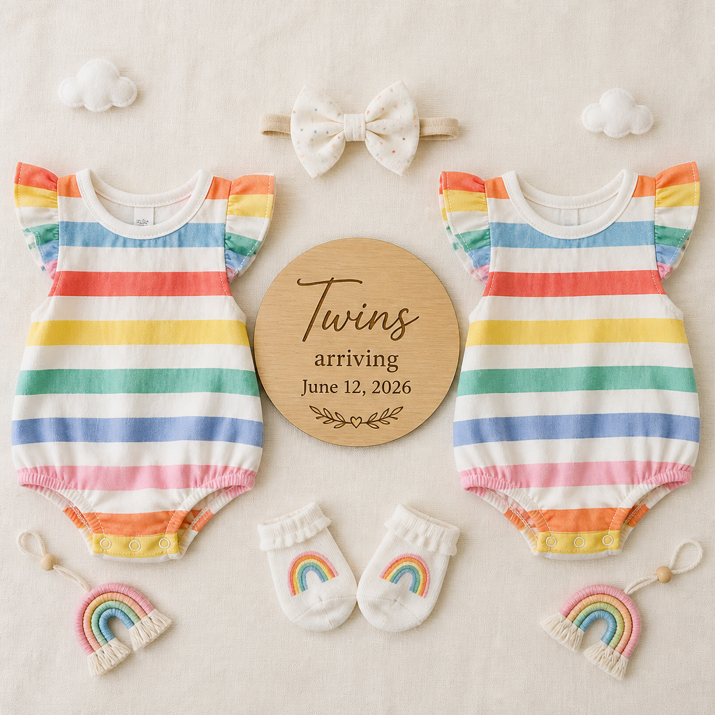 Rainbow Romper Flat Lay