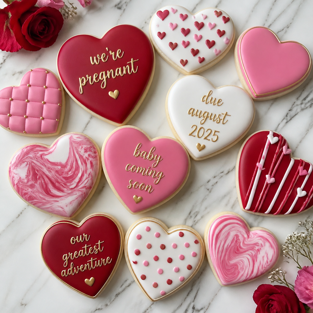 Valentine's Day Pregnancy Announcement Cookies